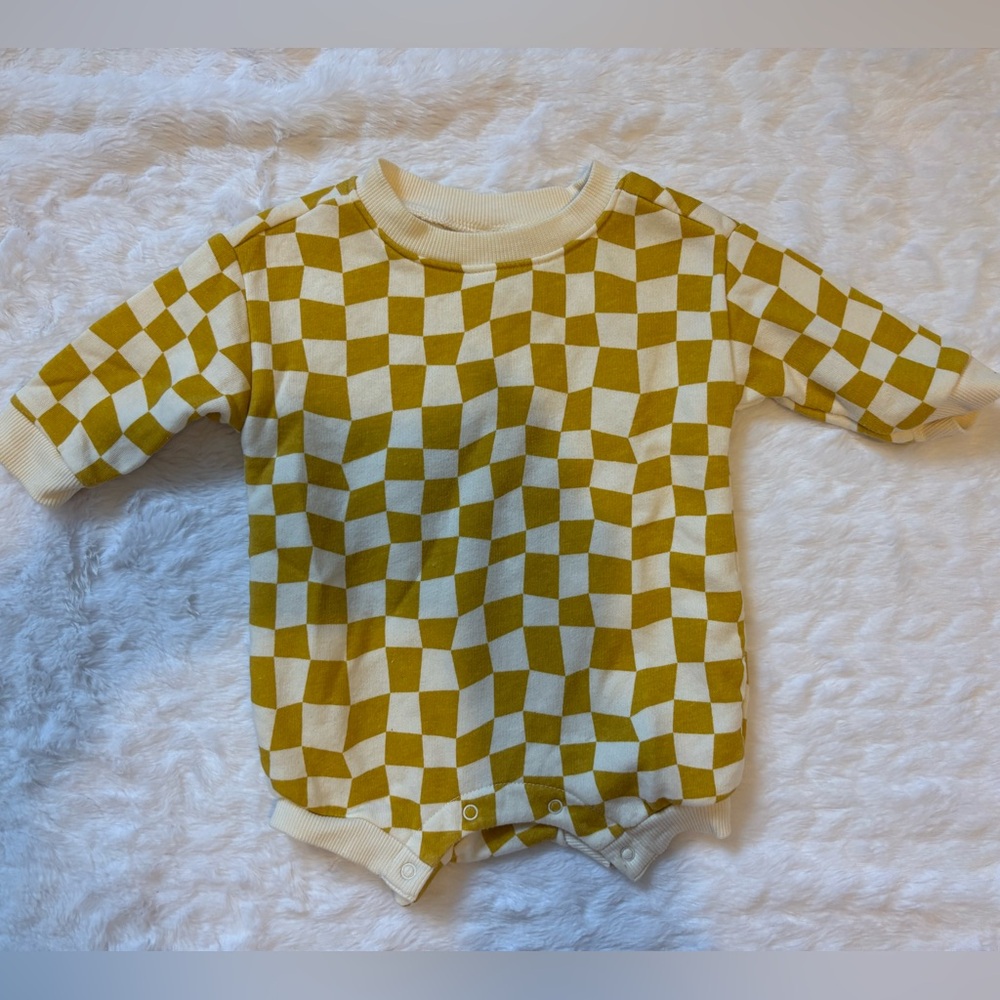 Unisex Checkerboard One-Piece in Yellow and Cream
